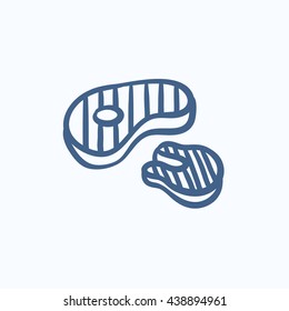 Grilled steak vector sketch icon isolated on background. Hand drawn Grilled steak icon. Grilled steak sketch icon for infographic, website or app.
