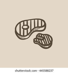 Grilled steak vector sketch icon isolated on background. Hand drawn Grilled steak icon. Grilled steak sketch icon for infographic, website or app.