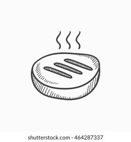 Grilled steak vector sketch icon isolated on background. Hand drawn Grilled steak icon. Grilled steak sketch icon for infographic, website or app.