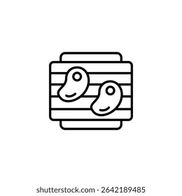 Grilled Steaks With Smile Line Art On Wooden Board Illustration