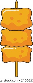 Grilled Street Food Vector Illustration. Isolated on White Background.