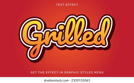 Grilled text effect template in 3d design. Text emblem for advertising, branding, business logo