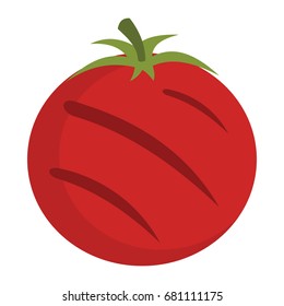 Grilled tomato in cartoon flat style isolated on white background barbeque object for summer party barbeque design