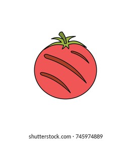 Grilled tomato cartoon icon. Vector illustration of Grilled tomato isolated on white background