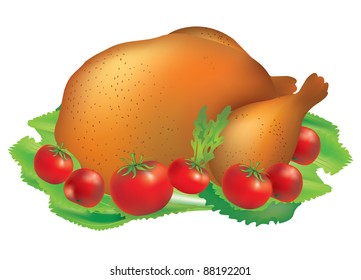 Grilled turkey with tomatoes and salad leaves