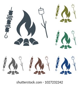 Grilled zephyr and  kebab icon. Vector illustration