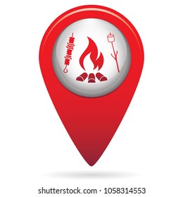 Grilled zephyr and  kebab icon. Vector illustration

