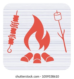 Grilled zephyr and  kebab icon. Vector illustration