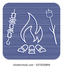 Grilled zephyr and  kebab icon. Vector illustration

