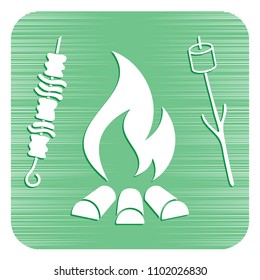 Grilled zephyr and  kebab icon. Vector illustration

