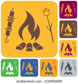 Grilled zephyr and  kebab icon. Vector illustration