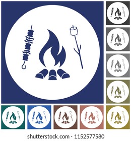 Grilled zephyr and  kebab icon. Vector illustration