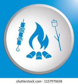 Grilled zephyr and  kebab icon. Vector illustration