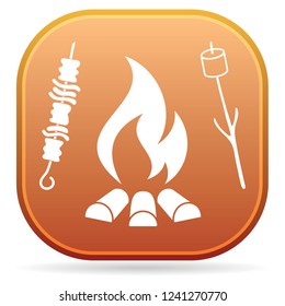 Grilled zephyr and  kebab icon. Vector illustration