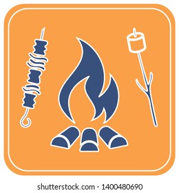 Grilled zephyr and  kebab icon. Vector illustration

