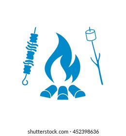 Grilled zephyr and  kebab icon. Vector illustration

