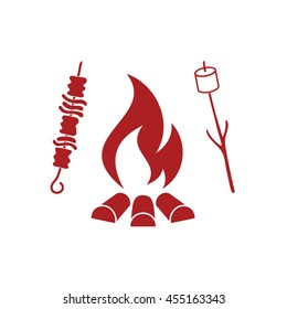 Grilled zephyr and  kebab icon. Vector illustration