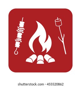 Grilled zephyr and  kebab icon. Vector illustration