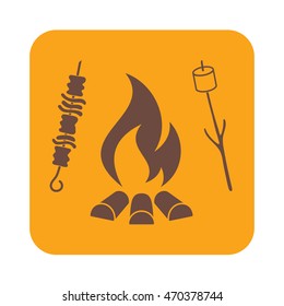 Grilled zephyr and  kebab icon. Vector illustration

