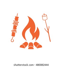 Grilled zephyr and  kebab icon. Vector illustration

