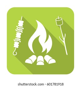 Grilled zephyr and  kebab icon. Vector illustration

