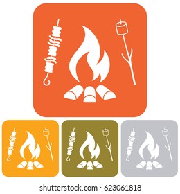 Grilled zephyr and  kebab icon. Vector illustration

