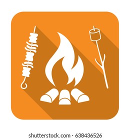 Grilled zephyr and  kebab icon. Vector illustration

