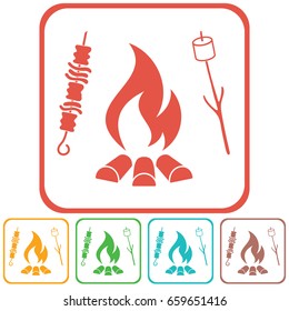 Grilled zephyr and  kebab icon. Vector illustration


