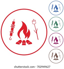 Grilled zephyr and  kebab icon. Vector illustration

