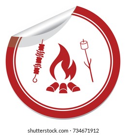 Grilled zephyr and  kebab icon. Vector illustration