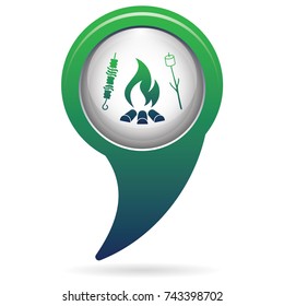 Grilled zephyr and  kebab icon. Vector illustration