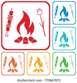 Grilled zephyr and  kebab icon. Vector illustration