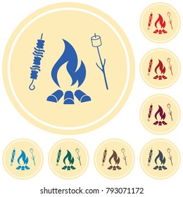 Grilled zephyr and  kebab icon. Vector illustration