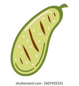 Grilled zucchini. Grilled vegetable dishes. Healthy vegetarian food, a diet dish. Vector illustration in flat style, isolated on a white background