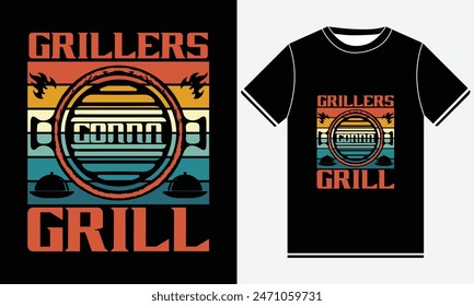 Grillers Gonna Grill T-shirt, Kitchen T-shirt, BBQ design, Graphic template, Barbeque party, Retro Vintage BBQ Smoking T-shirt Design, BBQ T-shirt Design Template, Print