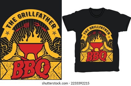 The Grillfather BBQ vector typography t-shirt design. 
Perfect for print items and bags, posters, cards, vector illustration. Isolated on black.