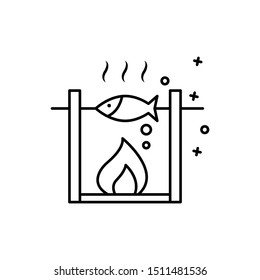Grilling bbq cook fish icon. Element of barbecue party thin line icon
