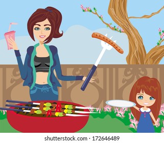 grilling in the garden