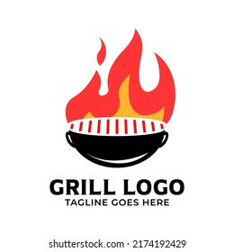 grilling logo template with a picture of a roasting pan on an isolated background