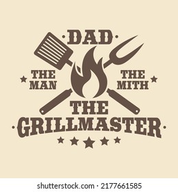 Grillmaster Illustration Clip Art Design Shape. Dad Silhouette Icon Vector.