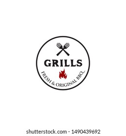 Grills and barbecue bbq logo design inspiration template