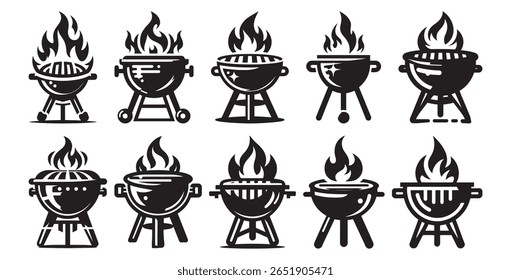 Grills with flames barbecue cooking