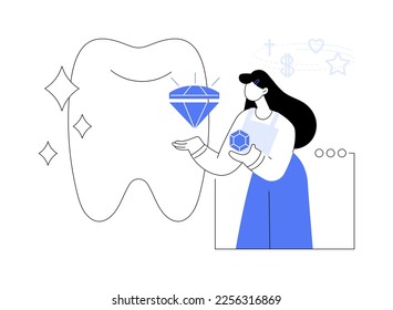 Grills jewelry teeth abstract concept vector illustration. Hip hop culture, wearing golden grills, dental jewelry, precious stones, removable teeth wear, custom manufacturing abstract metaphor.