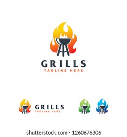 Grills Logo designs template vector, Barbeque Logo designs vector