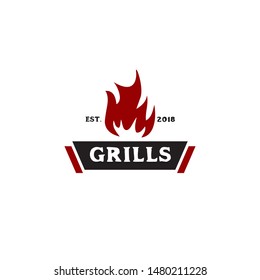 Grills restaurant logo design vector template