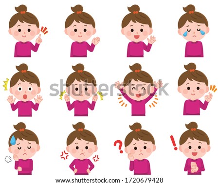 Gril's Facial expression illustration set