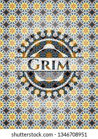 Grim arabesque style emblem. arabic decoration.