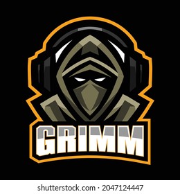 Grim gamer esport logo template, phantom logo