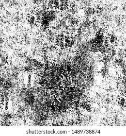 Grim grunge background black and white. Vector texture of cracks. Monochrome dirty surface. Vintage old pattern chipping