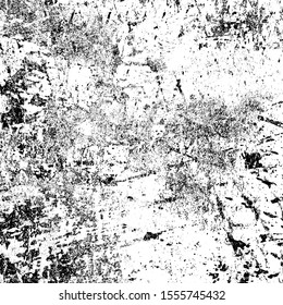 Grim grunge background black and white. Vector texture of cracks. Monochrome dirty surface. Vintage old pattern chipping